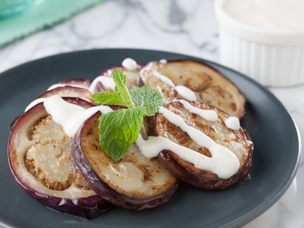 Aubergine With Yogurt Dip Recipe