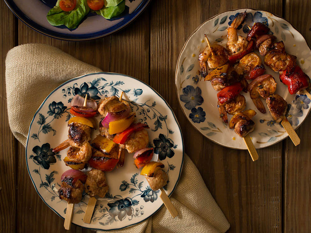 West Indian Chicken And Shrimp Kebab