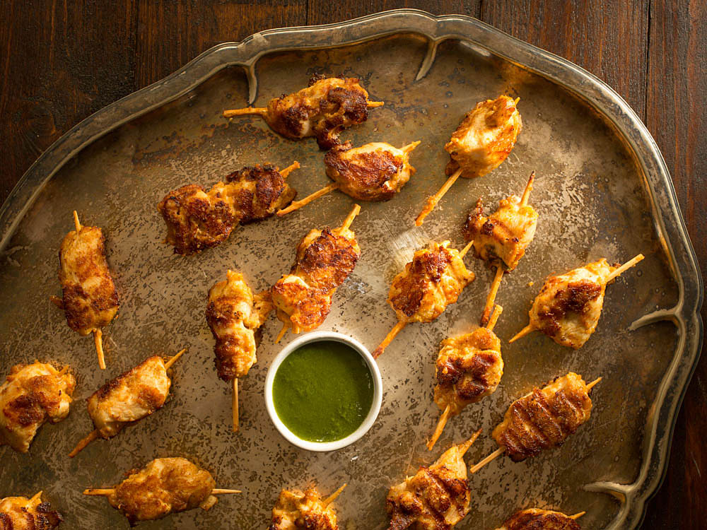 Chicken Kebabs Coated with Gram Flour